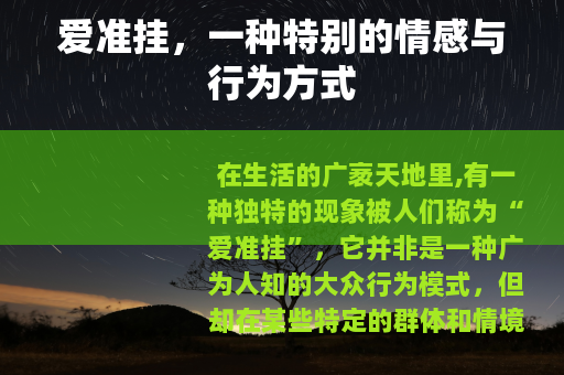 爱准挂，一种特别的情感与行为方式