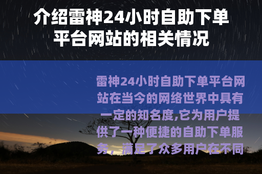 介绍雷神24小时自助下单平台网站的相关情况