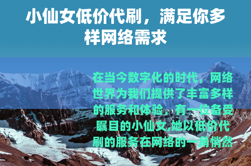 小仙女低价代刷，满足你多样网络需求
