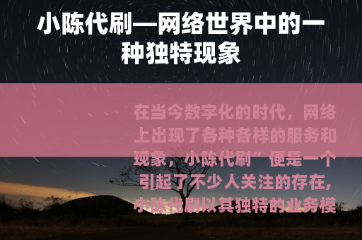 小陈代刷—网络世界中的一种独特现象