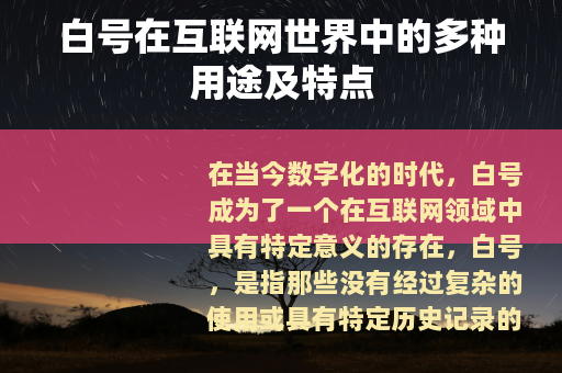白号在互联网世界中的多种用途及特点