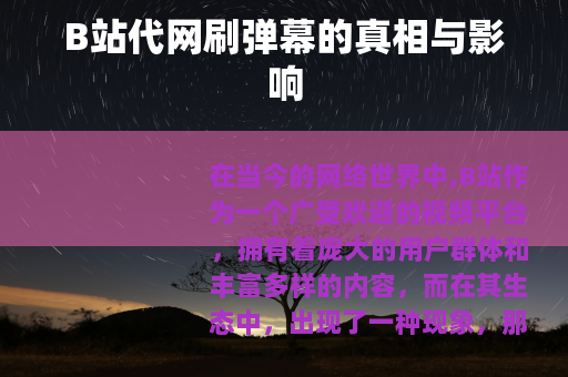 B站代网刷弹幕的真相与影响