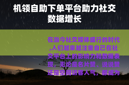 机领自助下单平台助力社交数据增长