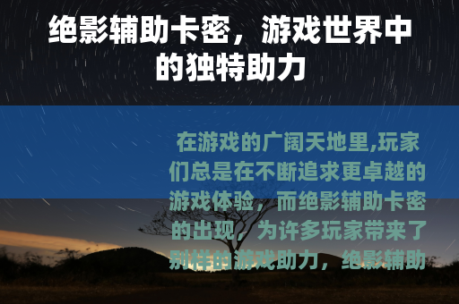 绝影辅助卡密，游戏世界中的独特助力