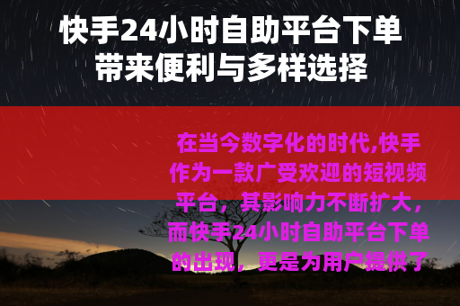 快手24小时自助平台下单带来便利与多样选择