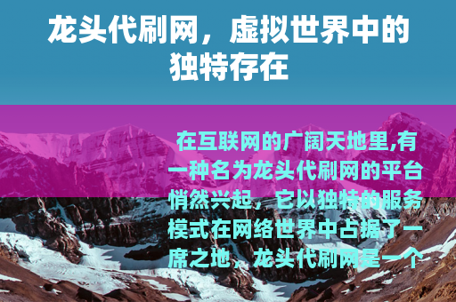龙头代刷网，虚拟世界中的独特存在