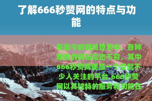 了解666秒赞网的特点与功能