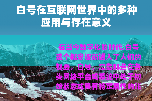 白号在互联网世界中的多种应用与存在意义