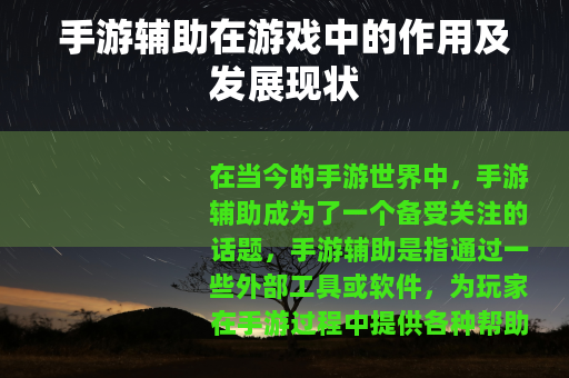 手游辅助在游戏中的作用及发展现状