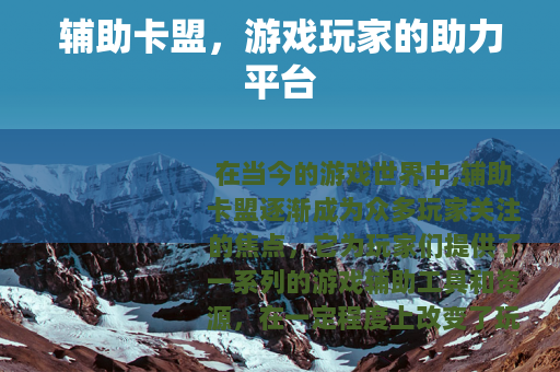 辅助卡盟，游戏玩家的助力平台