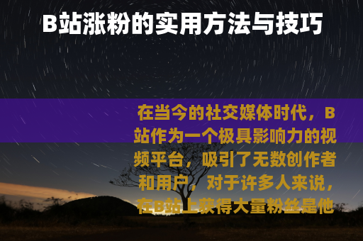 B站涨粉的实用方法与技巧