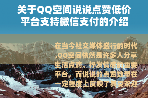 关于QQ空间说说点赞低价平台支持微信支付的介绍