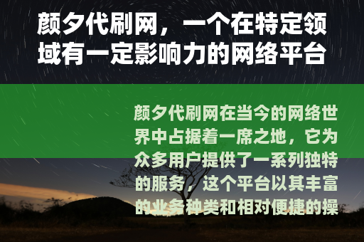 颜夕代刷网，一个在特定领域有一定影响力的网络平台
