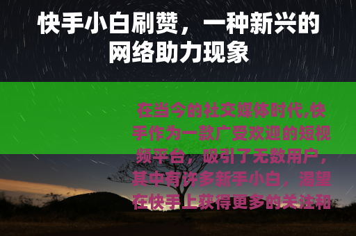 快手小白刷赞，一种新兴的网络助力现象