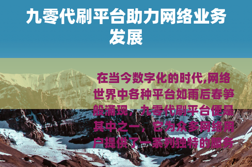 九零代刷平台助力网络业务发展