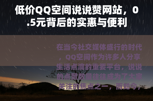 低价QQ空间说说赞网站，0.5元背后的实惠与便利