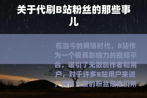 关于代刷B站粉丝的那些事儿