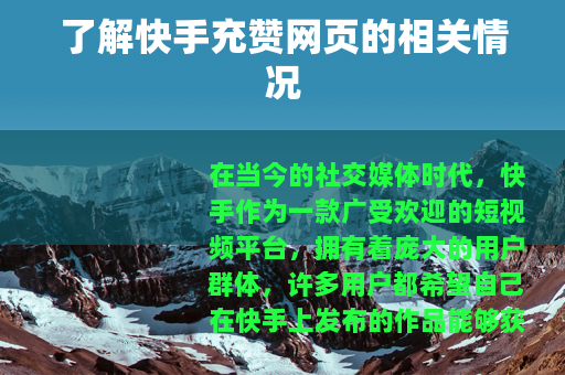 了解快手充赞网页的相关情况