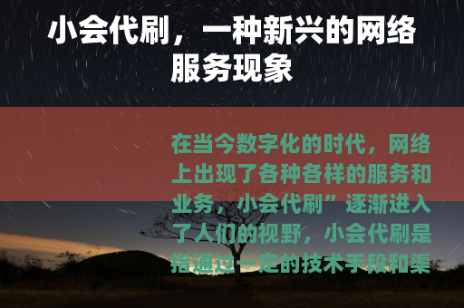 小会代刷，一种新兴的网络服务现象