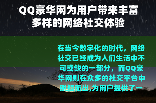 QQ豪华网为用户带来丰富多样的网络社交体验
