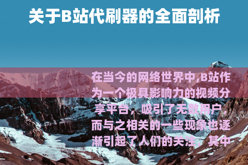 关于B站代刷器的全面剖析
