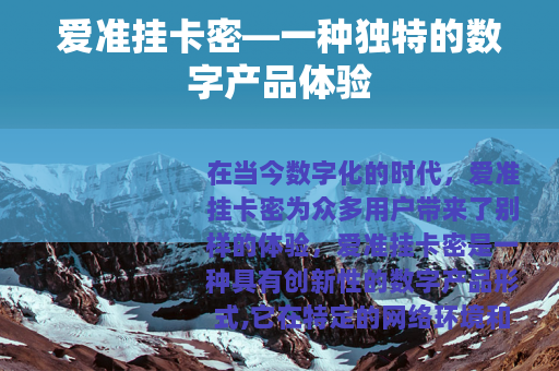 爱准挂卡密—一种独特的数字产品体验