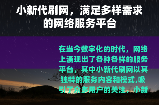 小新代刷网，满足多样需求的网络服务平台