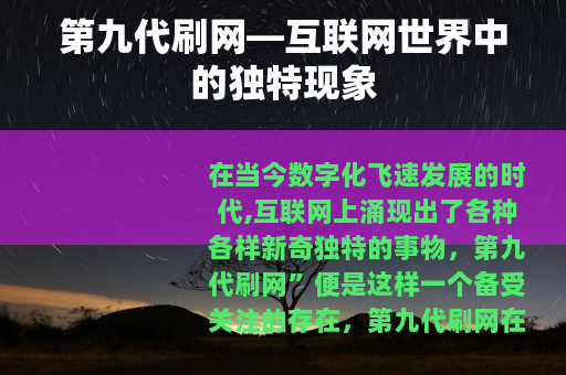 第九代刷网—互联网世界中的独特现象