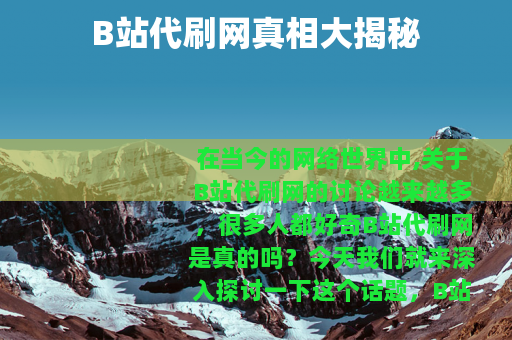 B站代刷网真相大揭秘