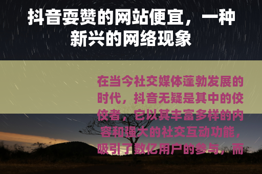 抖音耍赞的网站便宜，一种新兴的网络现象