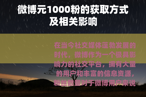 微博元1000粉的获取方式及相关影响