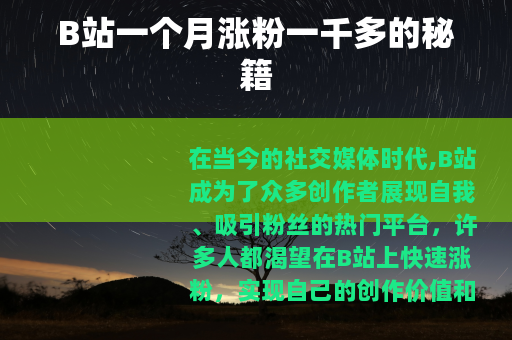 B站一个月涨粉一千多的秘籍