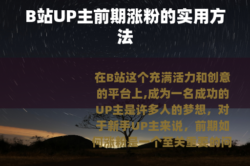 B站UP主前期涨粉的实用方法