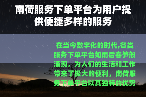 南荷服务下单平台为用户提供便捷多样的服务