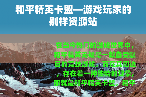 和平精英卡盟—游戏玩家的别样资源站
