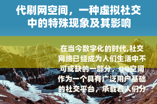 代刷网空间，一种虚拟社交中的特殊现象及其影响