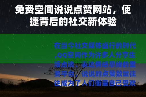 免费空间说说点赞网站，便捷背后的社交新体验