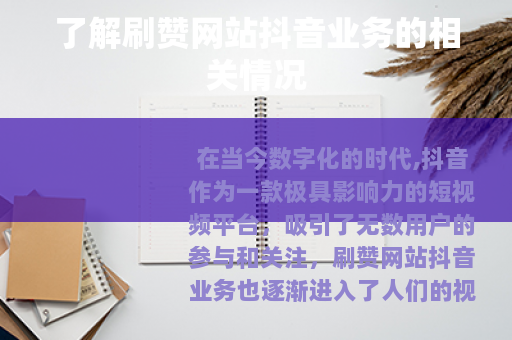 了解刷赞网站抖音业务的相关情况