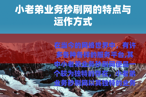 小老弟业务秒刷网的特点与运作方式