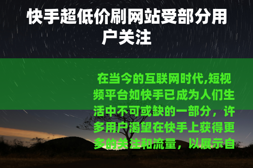 快手超低价刷网站受部分用户关注