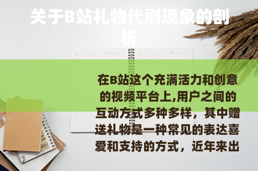 关于B站礼物代刷现象的剖析