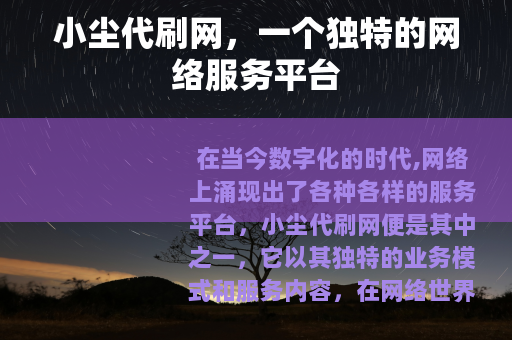 小尘代刷网，一个独特的网络服务平台