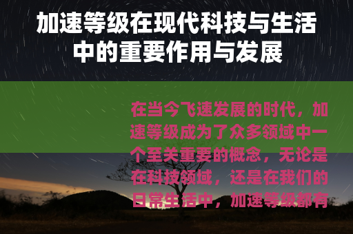 加速等级在现代科技与生活中的重要作用与发展