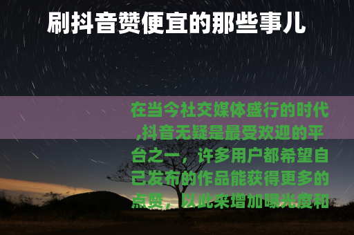 刷抖音赞便宜的那些事儿