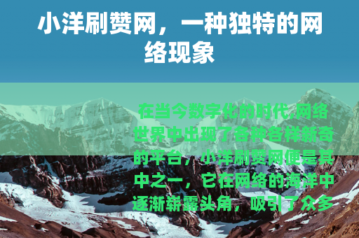 小洋刷赞网，一种独特的网络现象