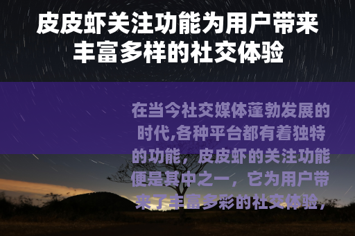 皮皮虾关注功能为用户带来丰富多样的社交体验