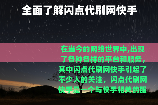全面了解闪点代刷网快手