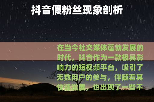 抖音假粉丝现象剖析