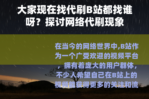 大家现在找代刷B站都找谁呀？探讨网络代刷现象