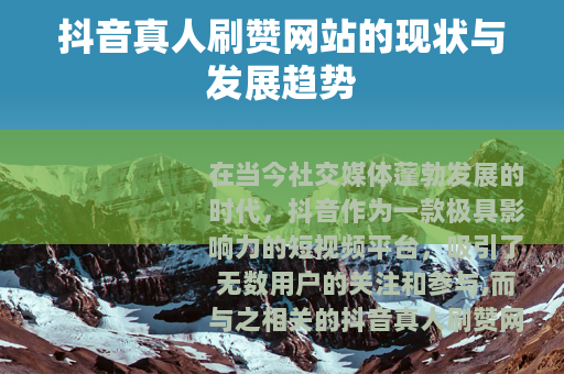 抖音真人刷赞网站的现状与发展趋势